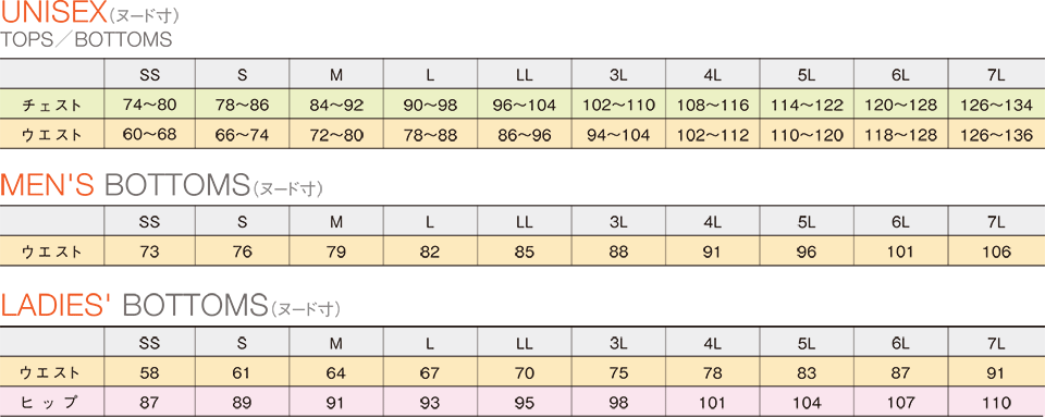 サイズチャート