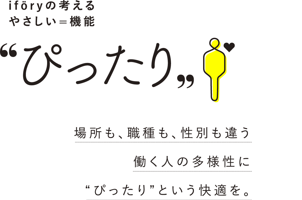 場所も、職種も、性別も違う働く人の多様性に “ぴったり”という快適を。